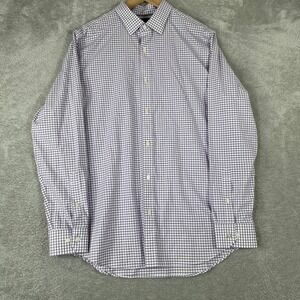 Banana Republic Button Up Shirt Men Large Purple Check Long Sleeve Non Iron Slim